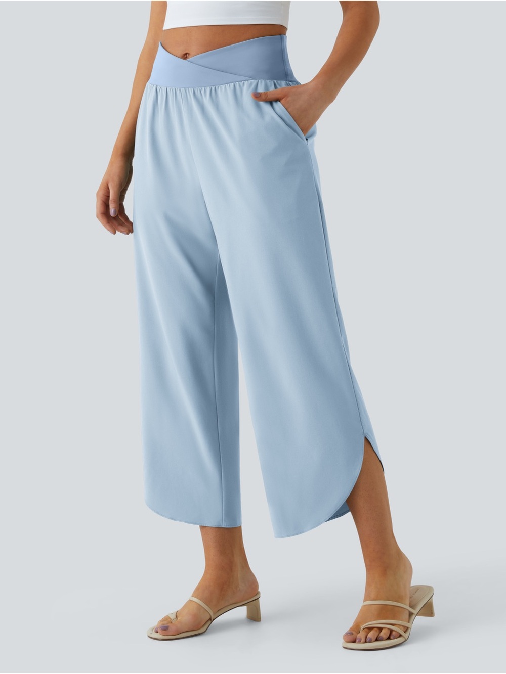 Halara Breezeful High Waisted Crossover Quick Dry Resort Pants with Pockets XS - Picture 2 of 9